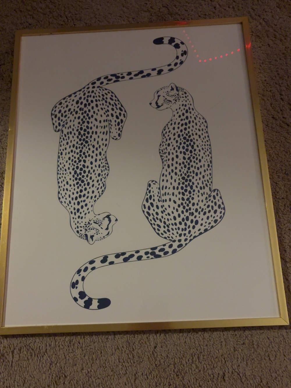 Framed Cheetah Art Print in Gold Frame - White & Black